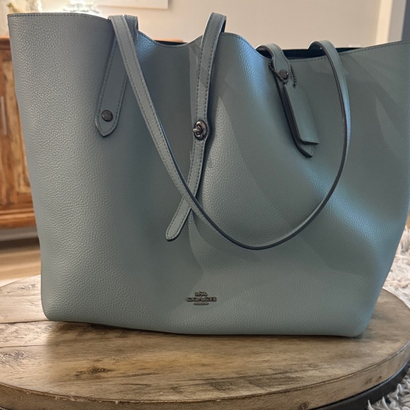 Coach Handbags - Coach Light Blue Leather Tote